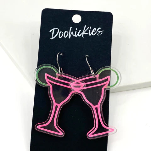 1.75" Cinco De Mayo Neon Margarita Acrylic Earrings