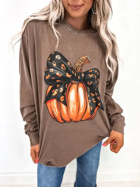 Leopard Pumpkin Long Sleeve Graphic Tee