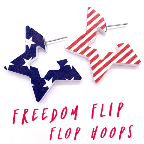 1.5" Freedom Flippy Hoops -Patriotic Acrylic Earrings