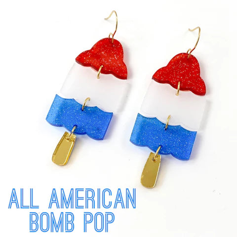 2.5" All American Bomb Pop Acrylics - Patriotic Earrings