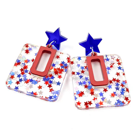 1.5" Liberty Bellas Patriotic Acrylic Earrings