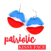 1.25" Jelly Shimmer Kissy Face Earrings - Patriotic