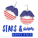 1.25" Stars & Stripes Kissy Face Earrings - Patriotic