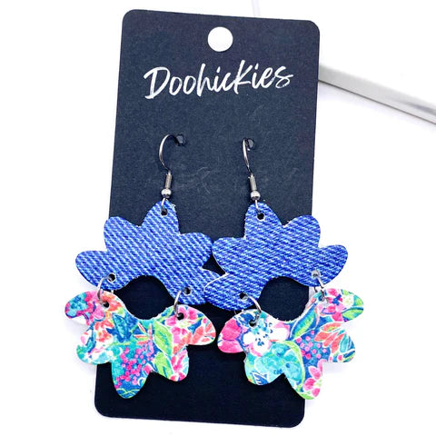 2.5" Summer Paradise Blossom Earrings - Denim & Summer Paradise