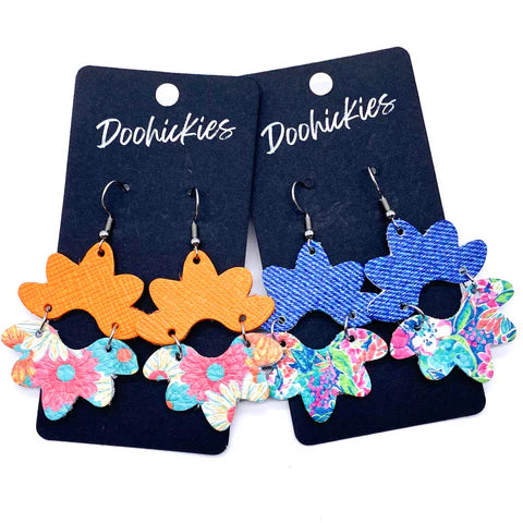 2.5" Summer Paradise Blossom Earrings - Denim & Summer Paradise