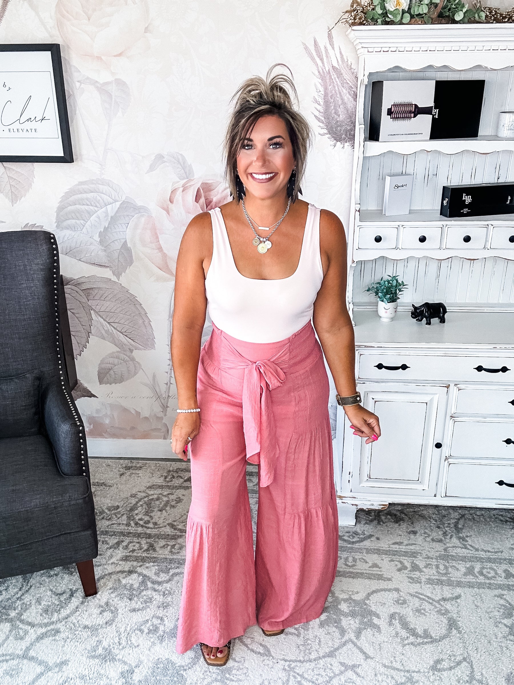 Ampersand Avenue Tiered Boho Pants - Pink