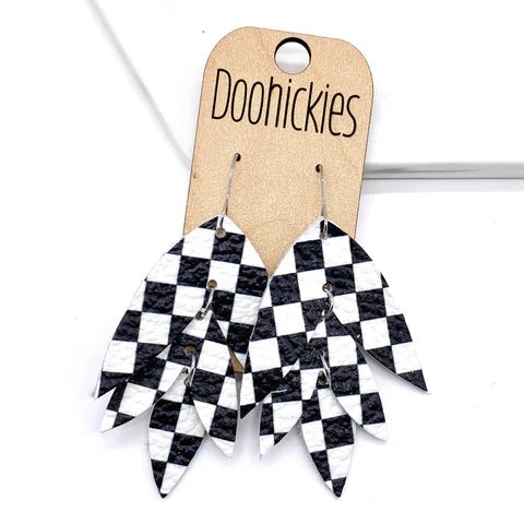 2.5" Black & White Delight Lilli Belle Earrings - Checkers