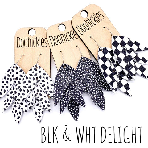 2.5" Black & White Delight Lilli Belle Earrings - Checkers