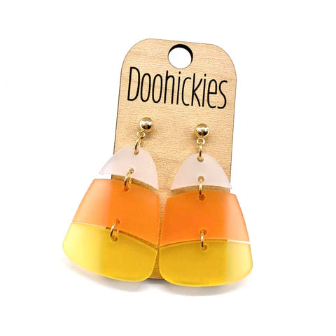 2" Candy Corn Acrylics - Halloween Earrings