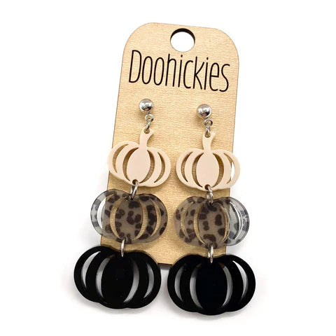 2" Fall Pumpkin Acrylic Dangles - Leopard