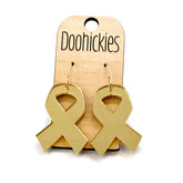 1.5" Childhood Cancer Awareness Ribbon Earrings - Mirror Gold