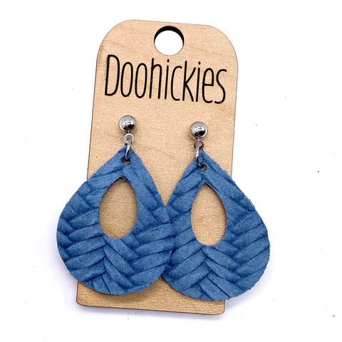 1.5" Fall Braided Raindrop Earrings - Denim