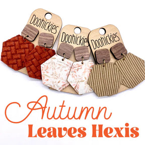 2" Walnut Cubes & Autumn Leaf Hexi Earrings - Autumn Leaves