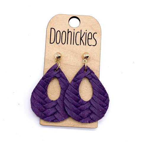 1.5" Fall Braided Raindrop Earrings - Grape