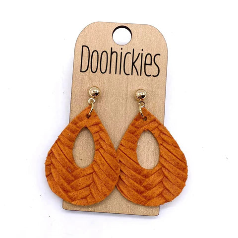 1.5" Fall Braided Raindrop Earrings - Pumpkin