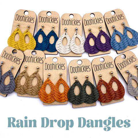 1.5" Fall Braided Raindrop Earrings - Mustard