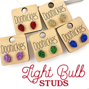 Christmas Light Bulb Stud Earrings - Purple