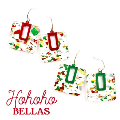 Ho Ho Ho Bella Christmas Earrings - Green