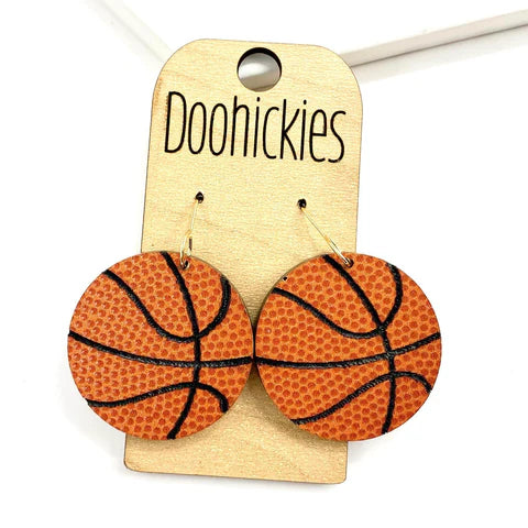 1.25" Engraved Basketball Acrylic Dangle Earrings