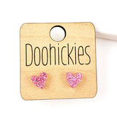 8mm Tiny Confetti Valentine Hearts - Valentines Earrings - Pink