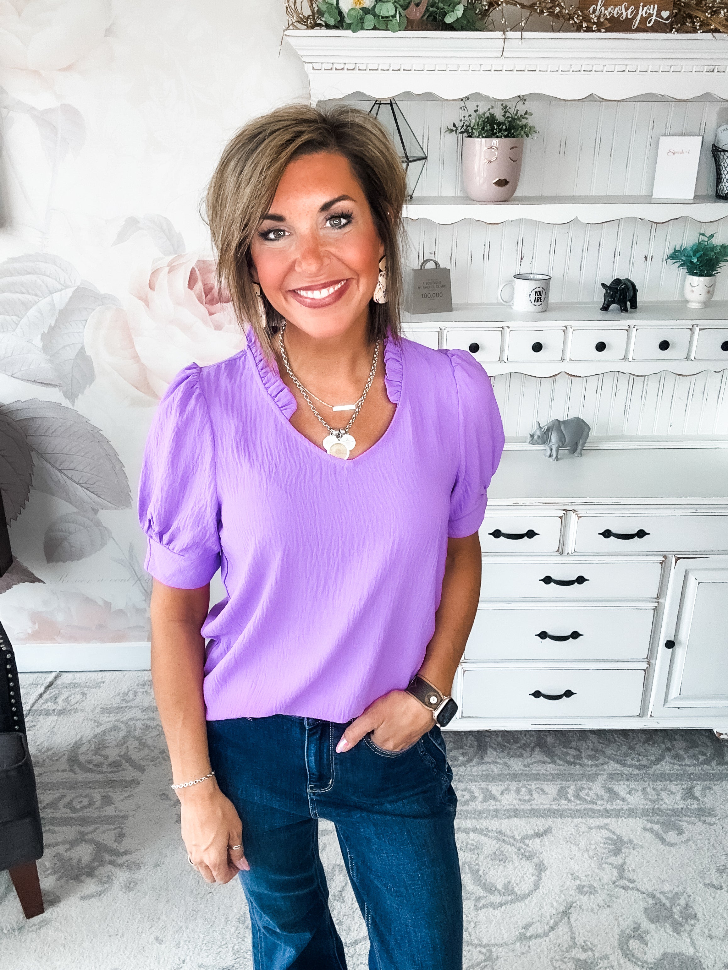 While You're Near Me Blouse - Lavender