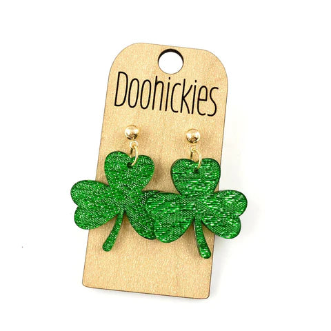 Lil' Shamies - St. Patrick's Day Earrings - Dark Green Saffiano