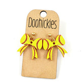 1.5" Bow Dangle Earrings - Softball