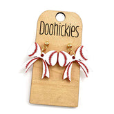 1.5" Bow Dangle Earrings - Baseball