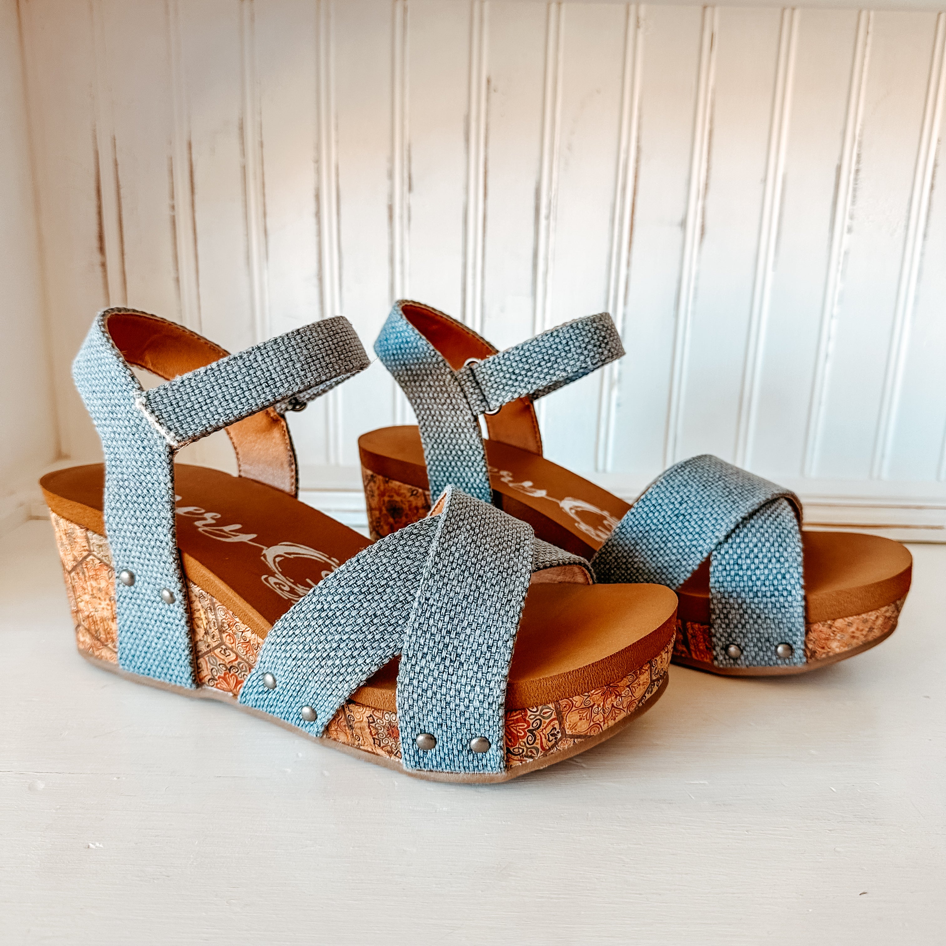 Shirley Wedge Sandal - Blue