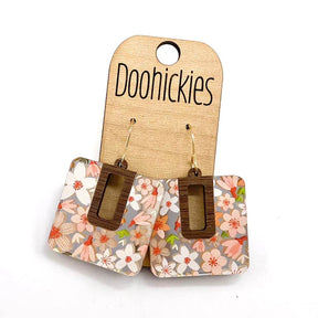 1.5" Spring Floral Bellas Acrylic Earrings - Coral Floral