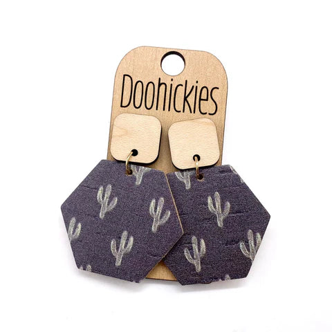 2" Desert Night Collection - Spring Leather Hexi Earrings