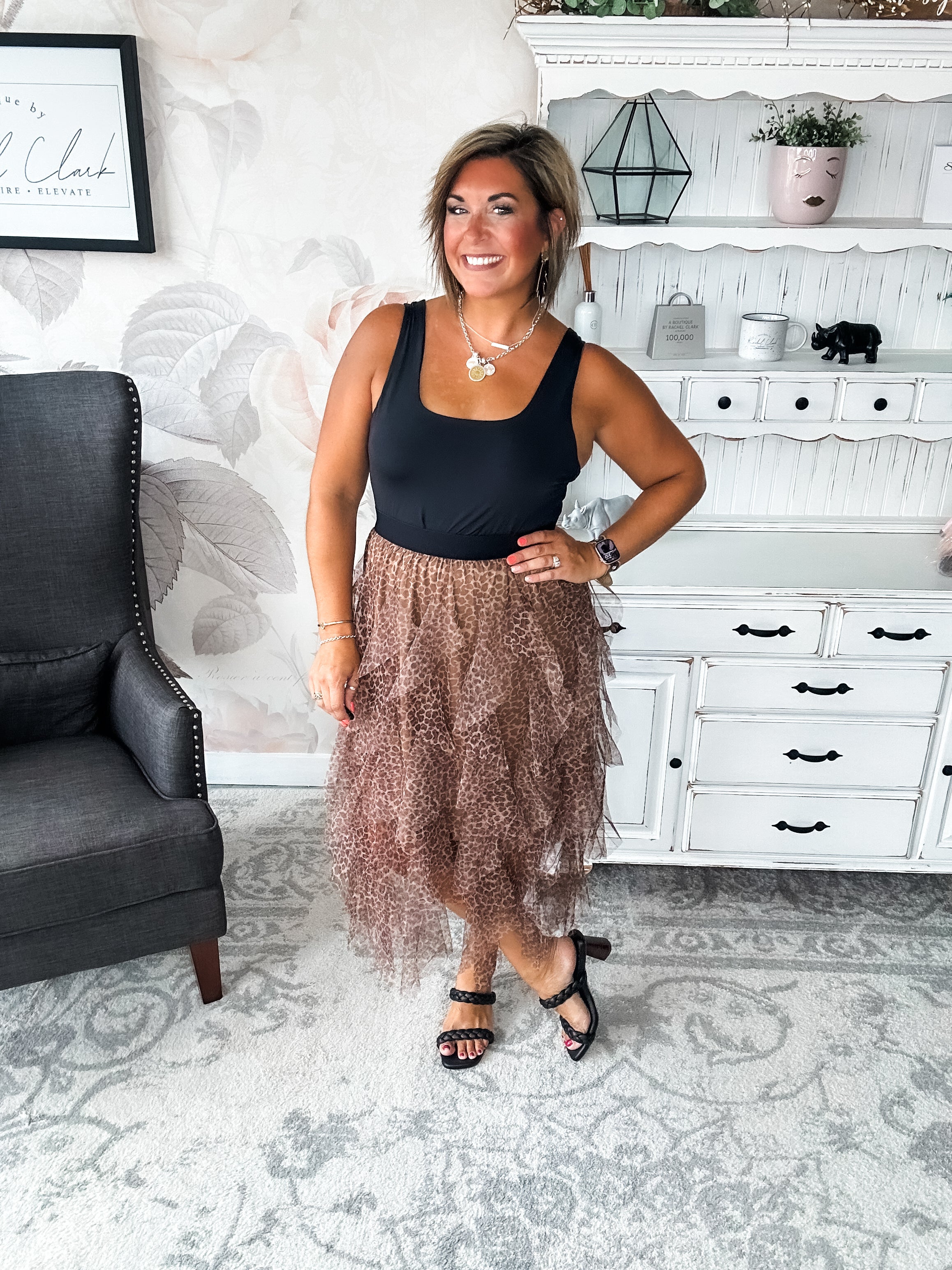 Never Change Mesh Leopard Skirt