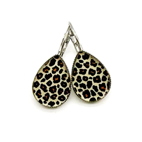 Big As Texas Teardrop Dangle Earrings - Leopard