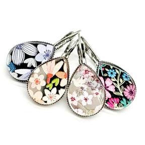 Big As Texas Teardrop Dangle Earrings - Purple Floral