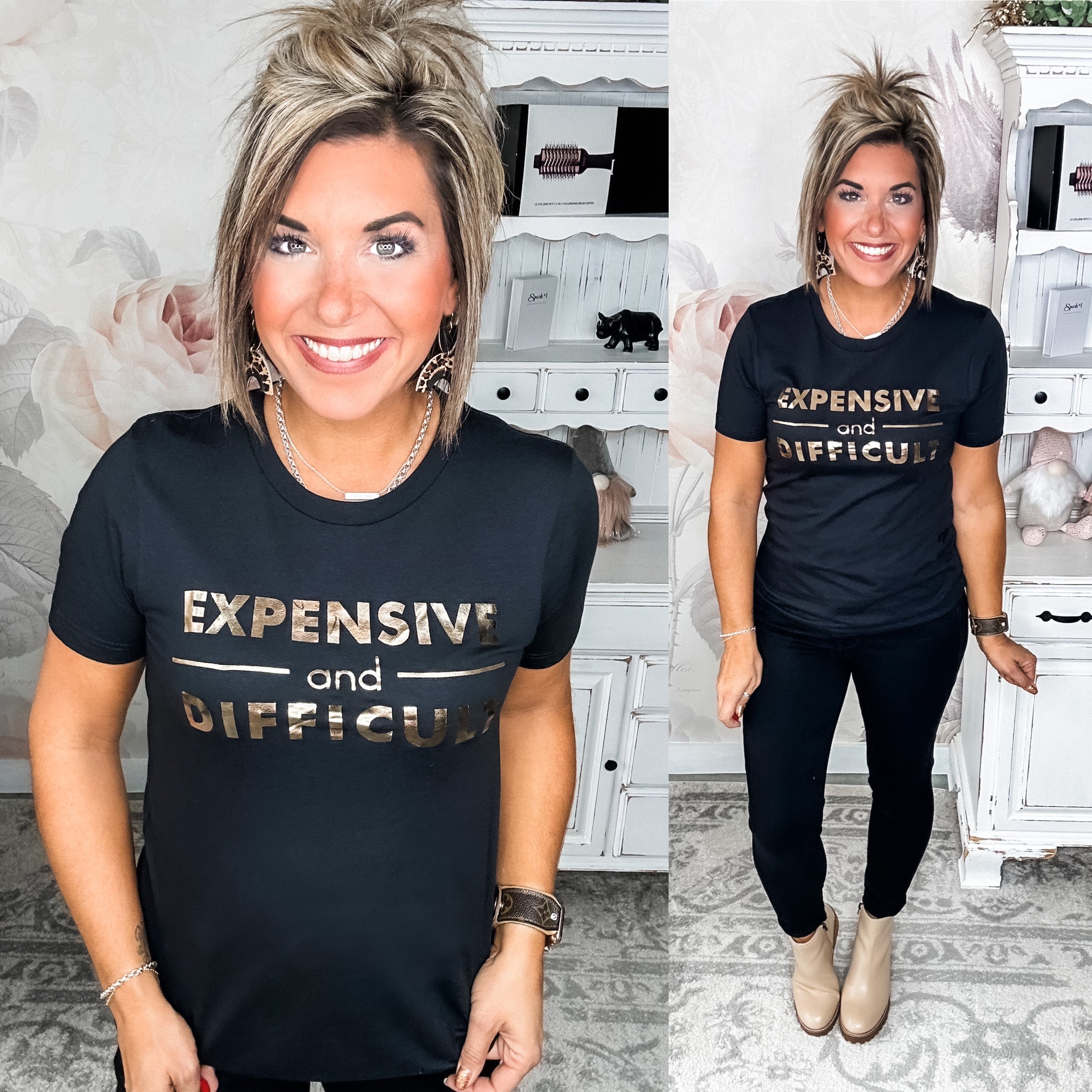Expensive and Difficult Foil Graphic Tee Shirt