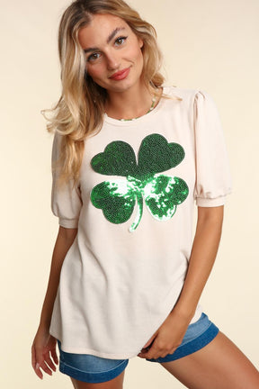 Find Your Luck Sequin Shamrock Top