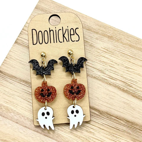 2" Spooky Trifecta Dangle Collection - Halloween Earrings