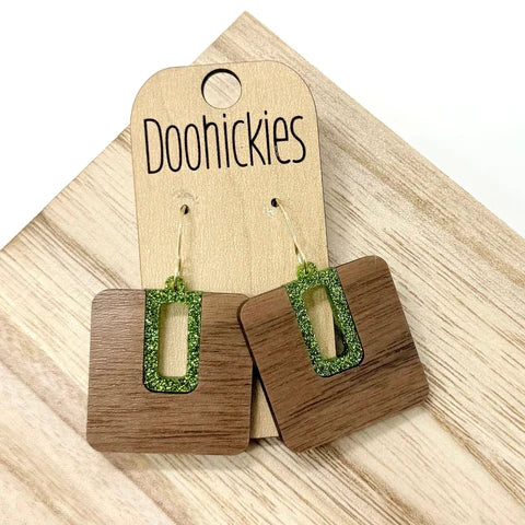 1.5" Fall-la-la-la Bellas - Fall Acrylic Earrings - Walnut & Olive Glitter