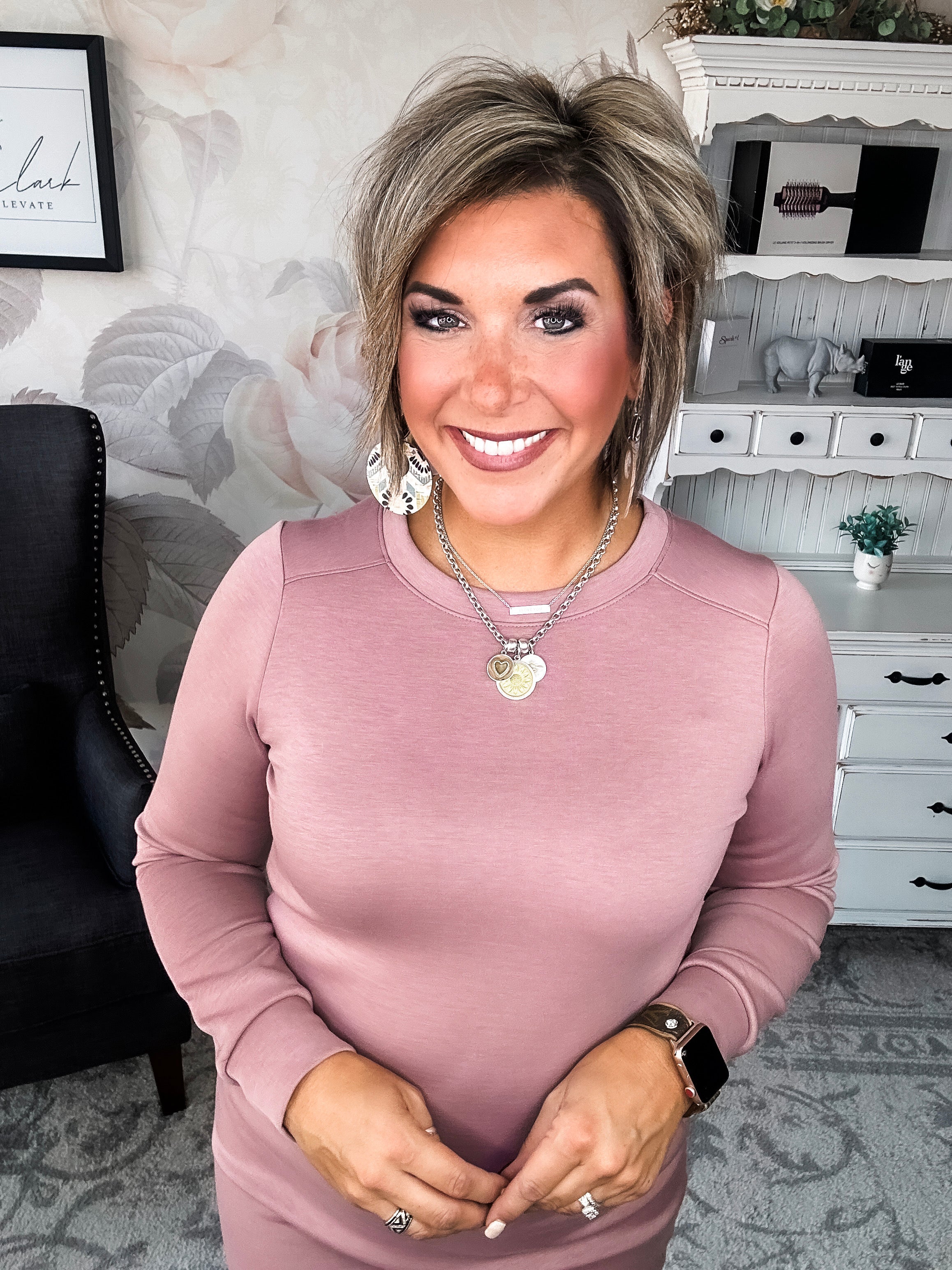 Cozy Up Shift Dress - Mauve
