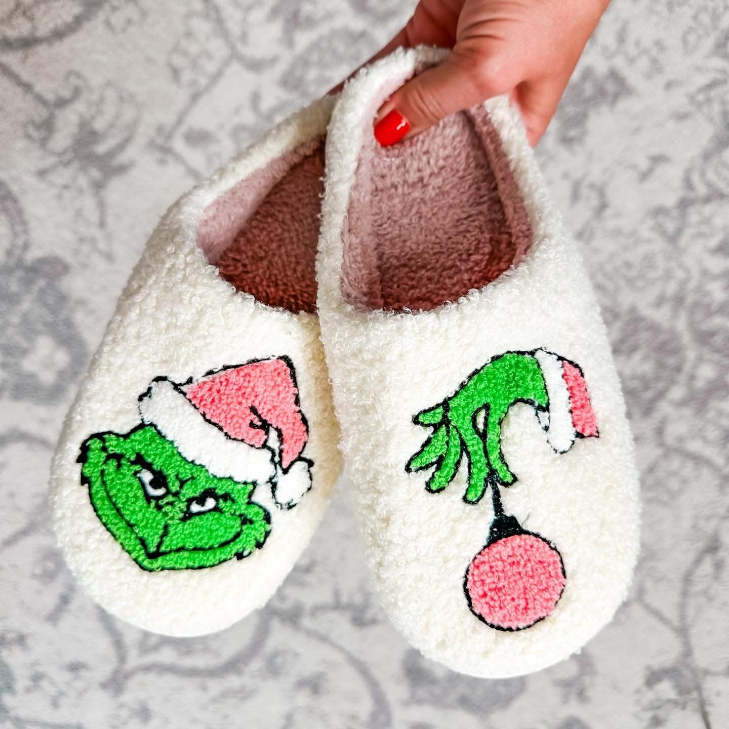 Christmas Green Guy Fuzzy Fleece Slipper