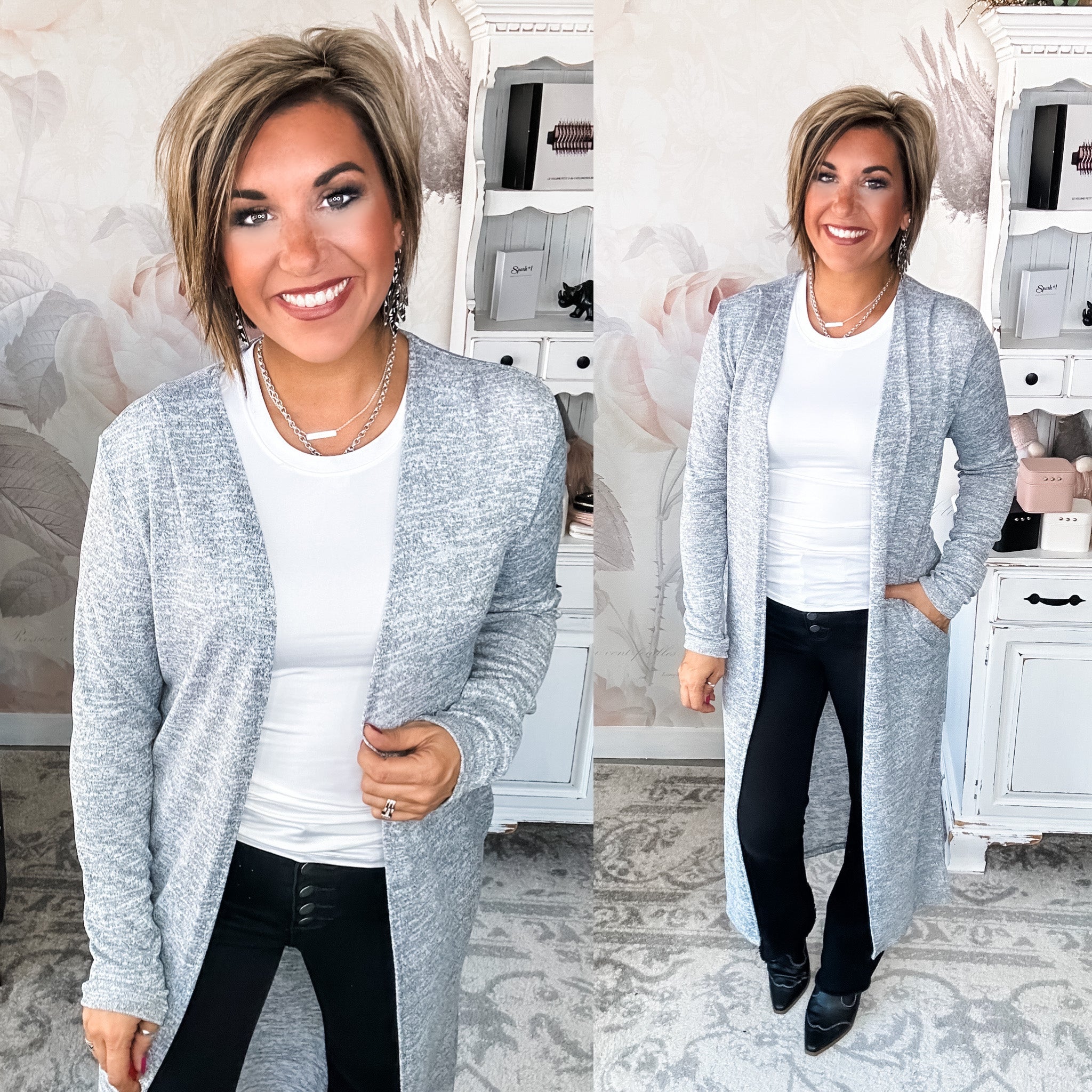 Revolves Around You Duster - Heather Grey