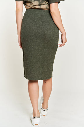 Time to Rise Up Ribbed Skirt - Olive