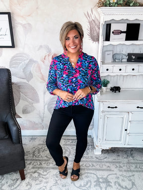 Figure It Out Top - Navy Multi