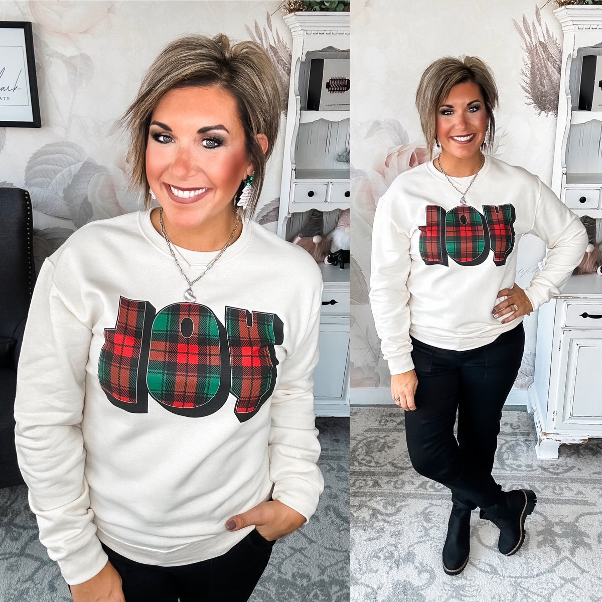 Plaid Joy Sweatshirt