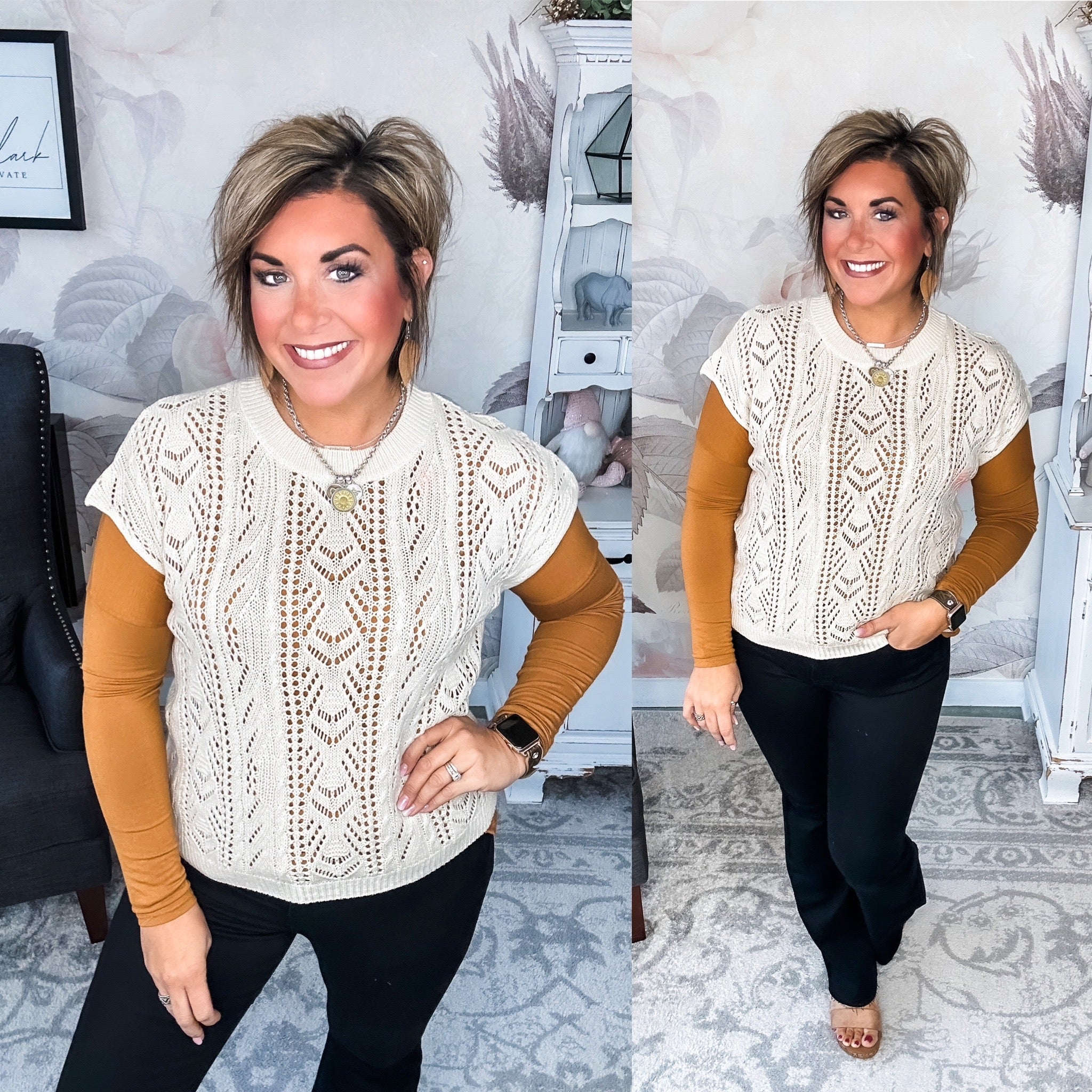 She's Fabulous Long Sleeve Tee - Cognac