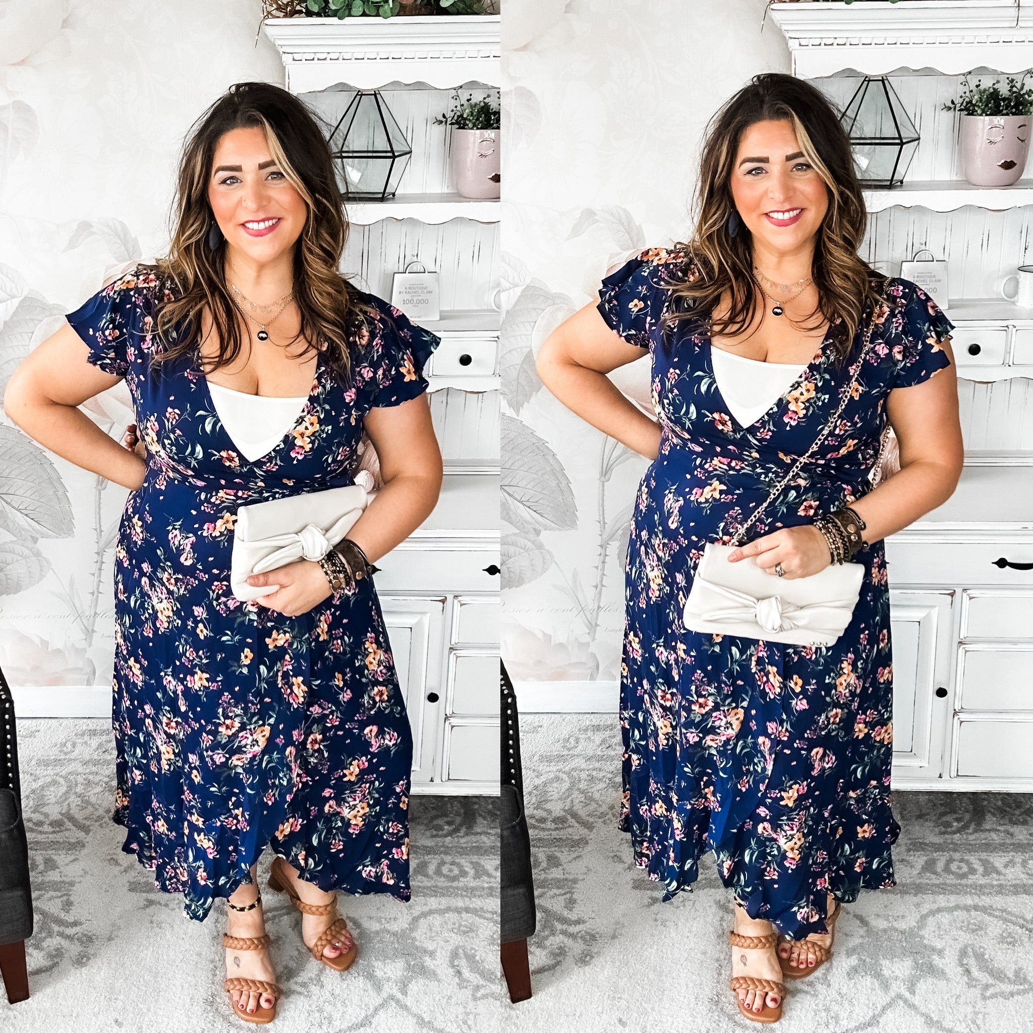 Stay With Me Forever Floral Dress - Navy