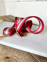 Crossbody Guitar Strap - Stripe Gold and Red