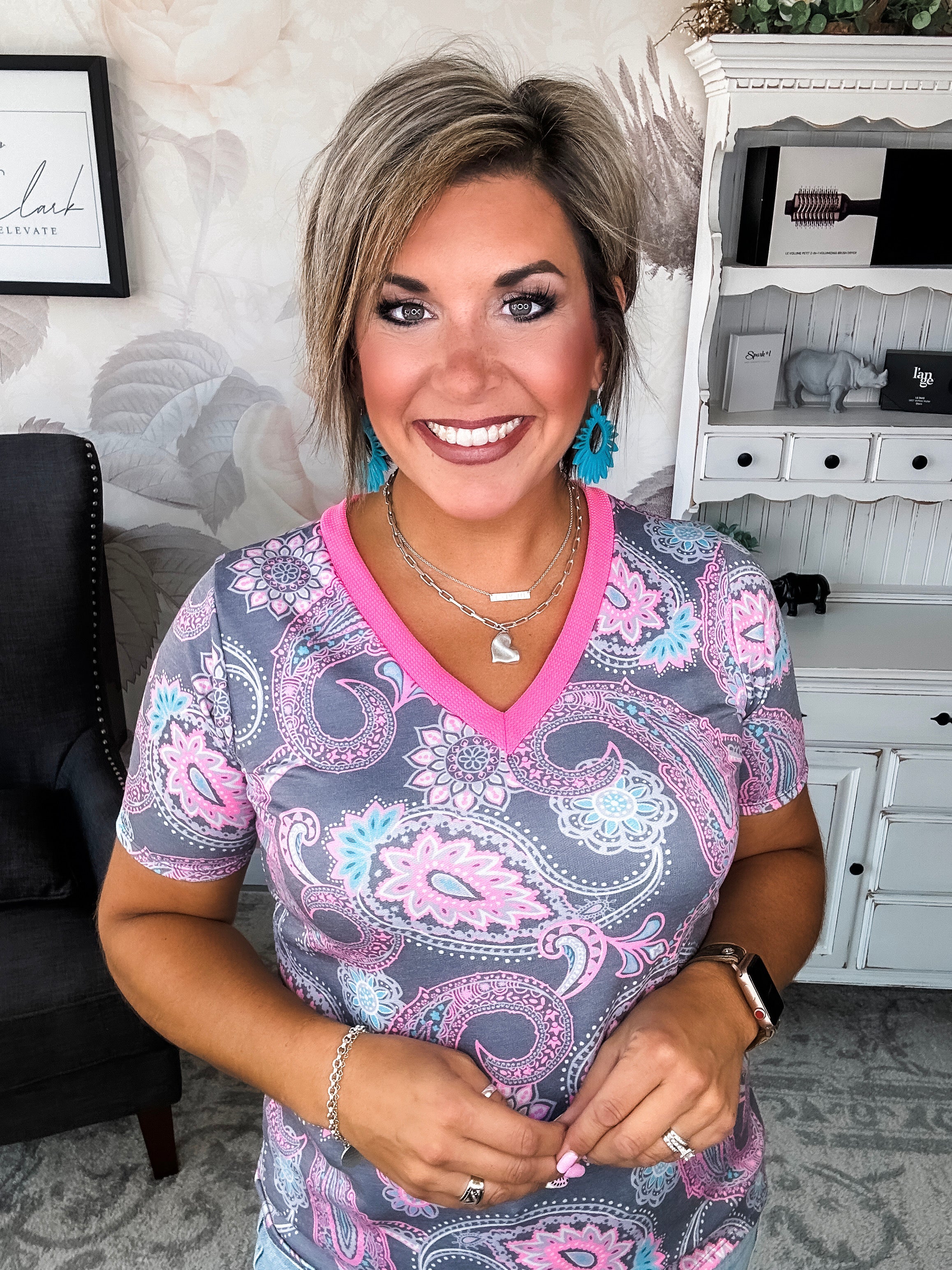 Social Graces Top - Grey Multi