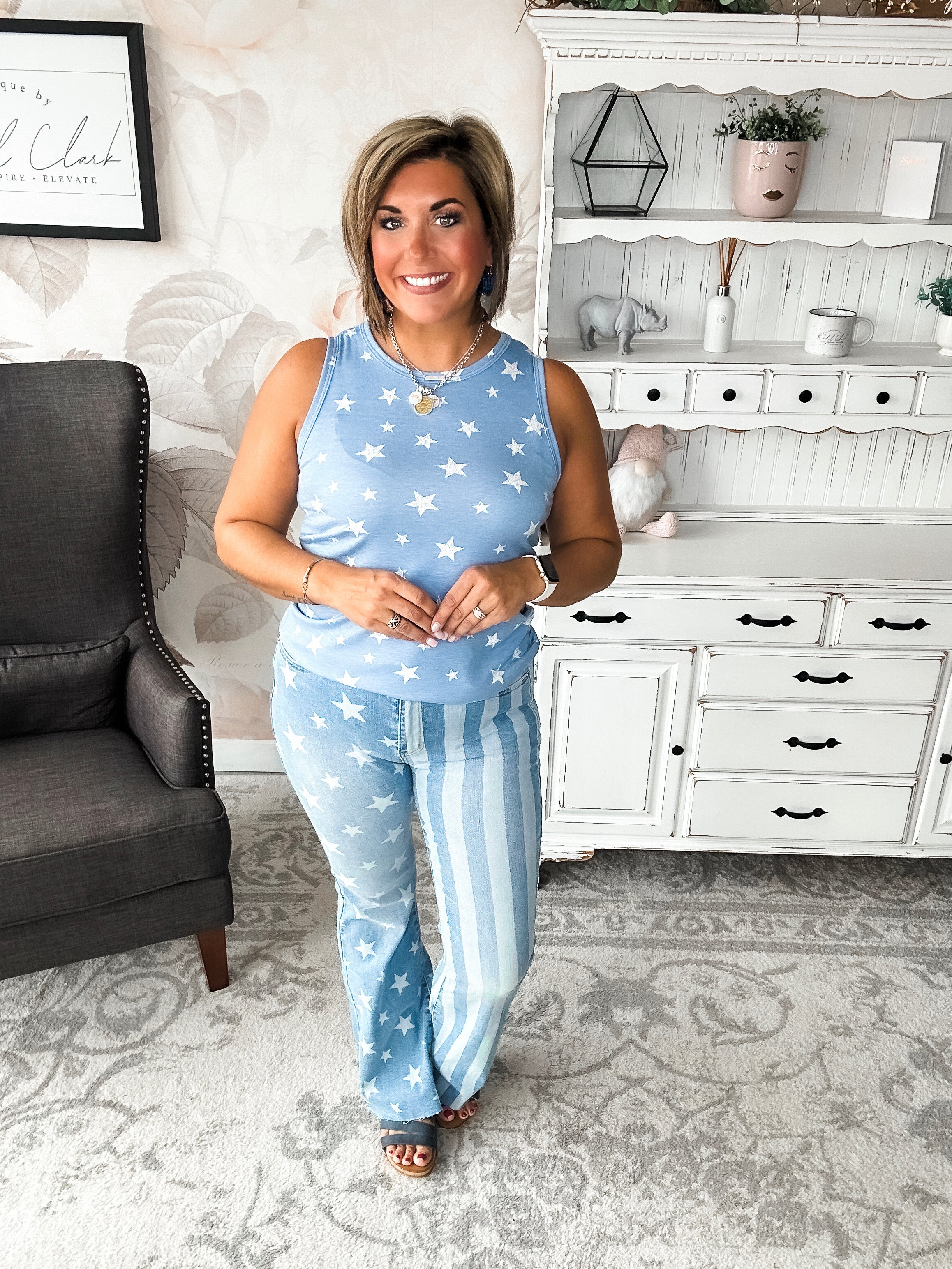 Stars Will Shine Muscle Tank - Powder Blue