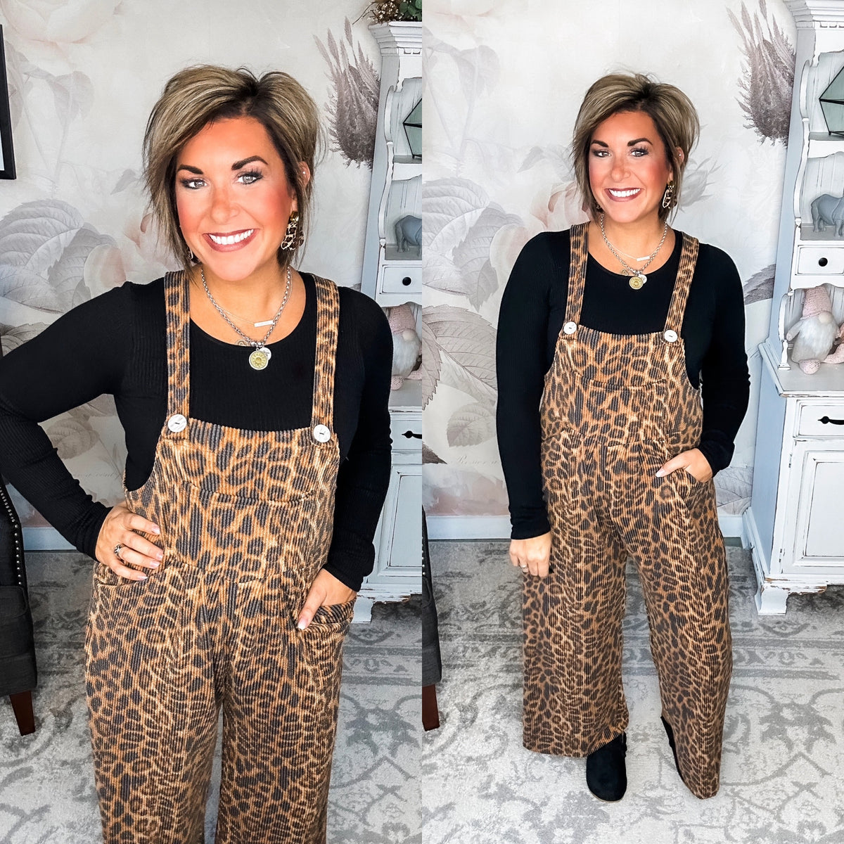 Breaking My Heart Boho Overalls - Cheetah